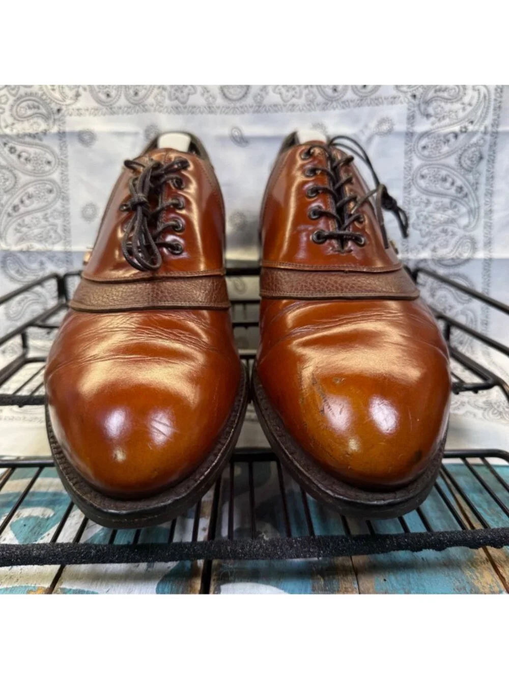 Vintage FootJoy Classics Brown Saddle 57117 Metal Spiked Golf Shoes Mens 9.5D